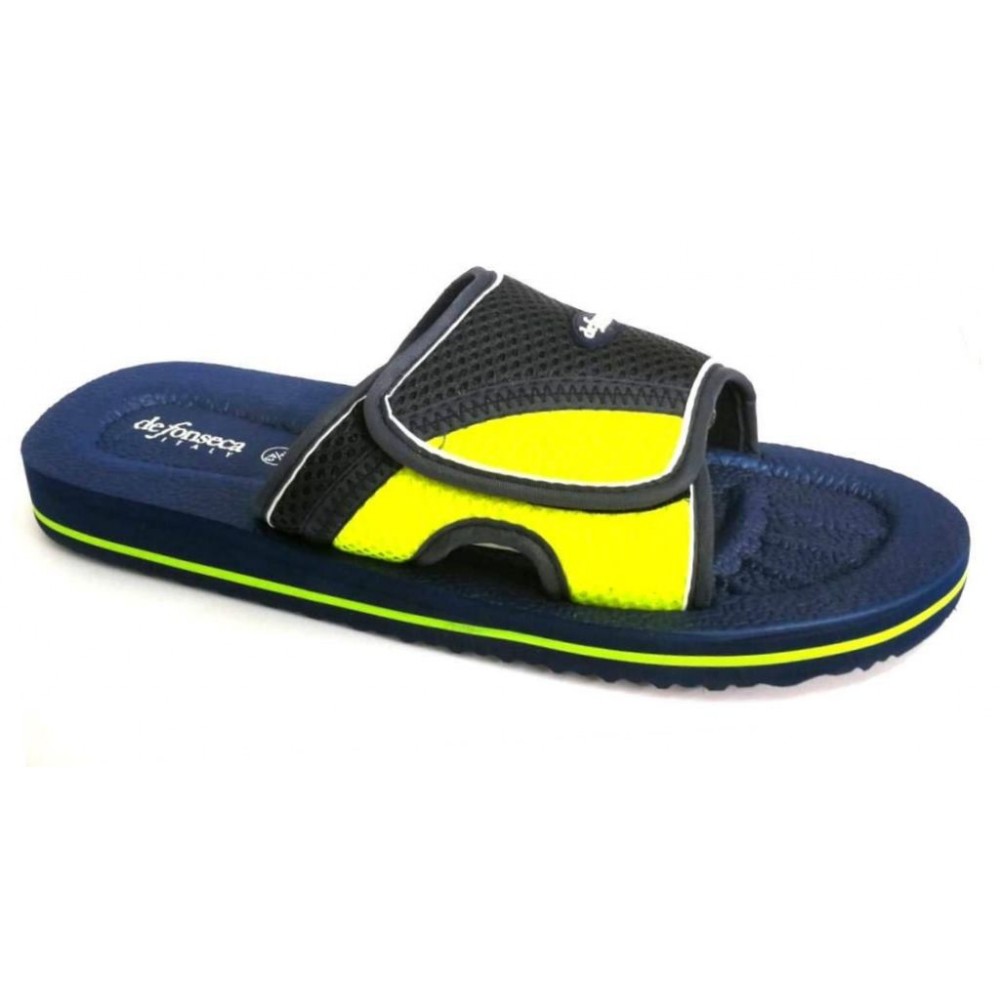 DE fonseca Pantofole Ciabatte Mare Uomo MOD. Amalfi E VAR5 M654 Velcro Blu