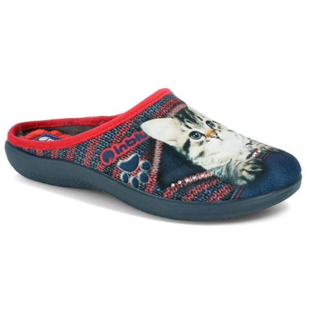 inblu Pantofole Ciabatte Invernali Donna Cuccioli E Brillantini Art. EC-68  blu