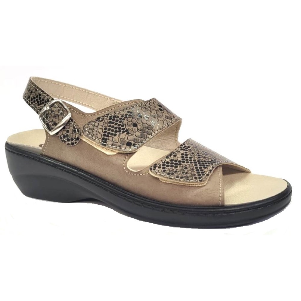 LifeStride Odette Sandali Con Zeppa Donna – Plateau In Sughero, Cinturino Elasticizzato, Colore Tortora, 36 EU