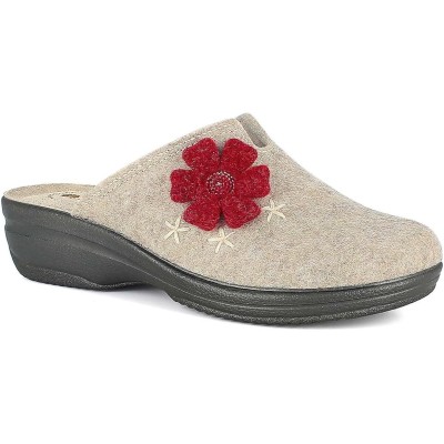 Inblu Pantofole Donna Invernali | Ciabatte Con Tacco Zeppa E Ricamo Floreale
